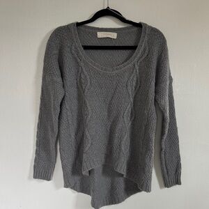 Zara Knit - fuzzy grey high/low scoop neck sweater - size M
